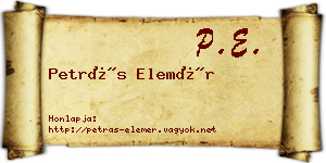 Petrás Elemér névjegykártya