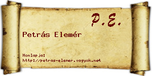 Petrás Elemér névjegykártya